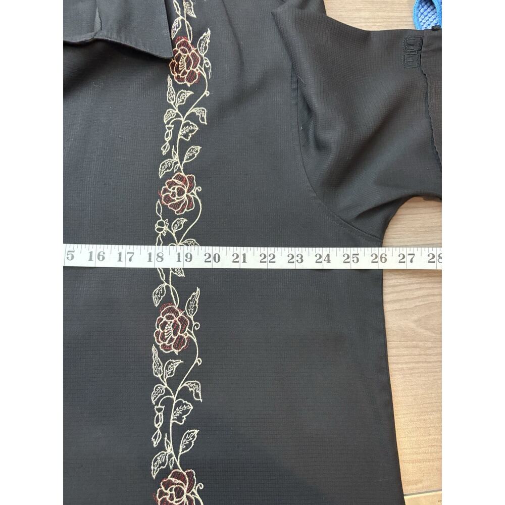 The Havarera Co. Mens Shirt XXL Black with Rose Design-Vintage - Picture 3 of 10